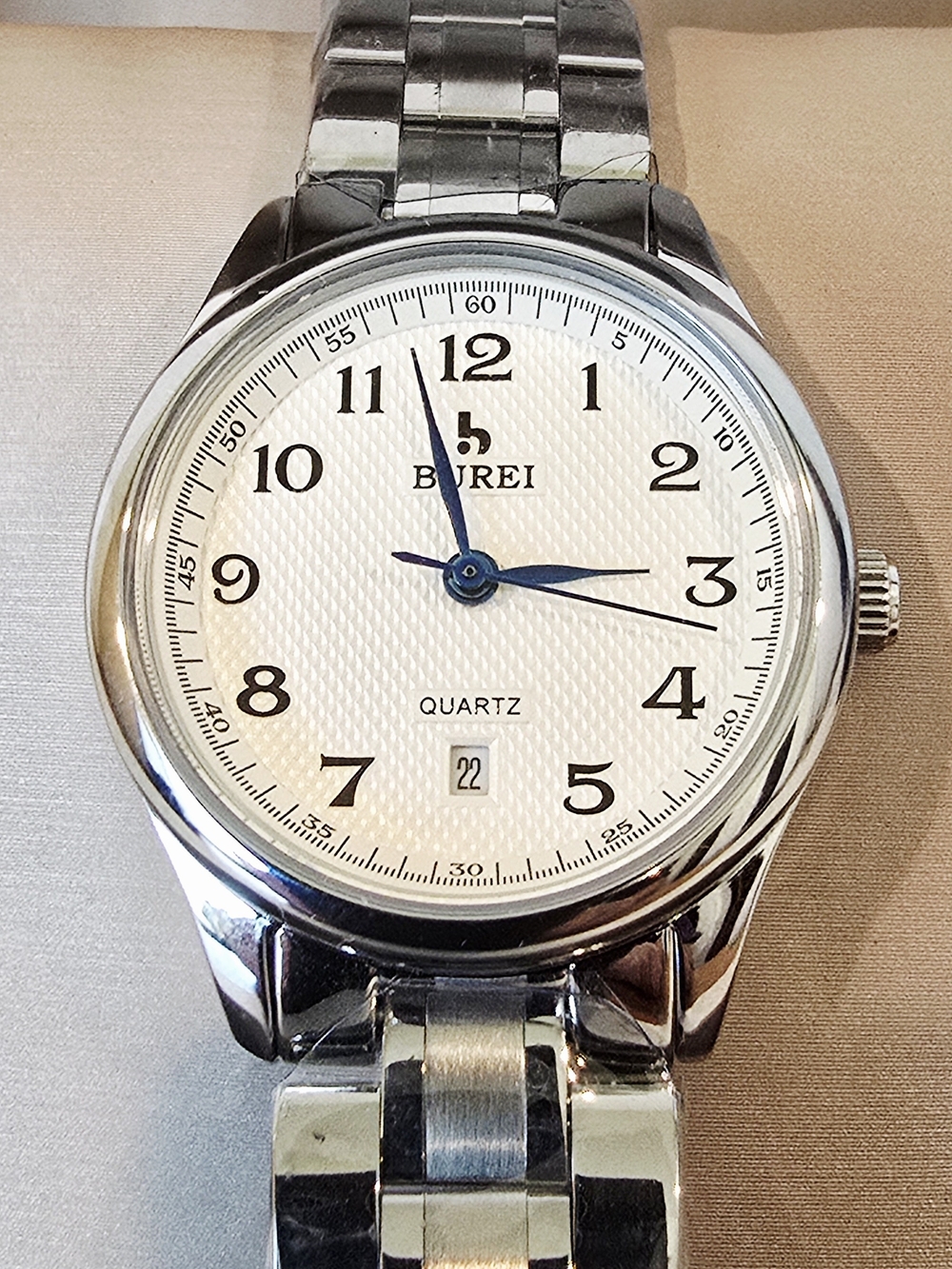 NWT BUREI Silver Stainless Steel Link Bracelet Watch - Picture 3 of 5